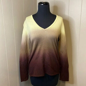 Terryl for Thalian Large Ombré Sweater Cashmere Longsleeve V-Neck